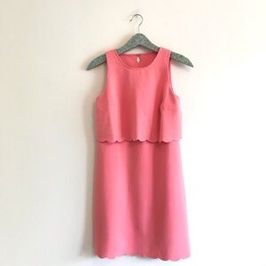 LOFT | Coral Scalloped Hem Layered Dress